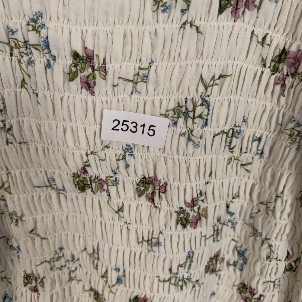 For Love & Lemons Dress Womens Medium White Floral Smocked Mini Puff Sleeve NWT - Picture 14 of 14